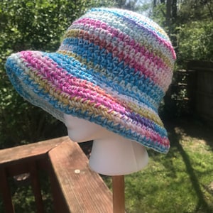 Crochet Hat, Bucket Hat, Summer Hat, Handmade, Gift Ideas, Summer, Bright Colors, Stripes, Handmade Hat, Handmade Gifts, Gifts for Her