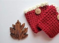 Handmade Red Crochet Boot Cuffs with Wooden Buttons