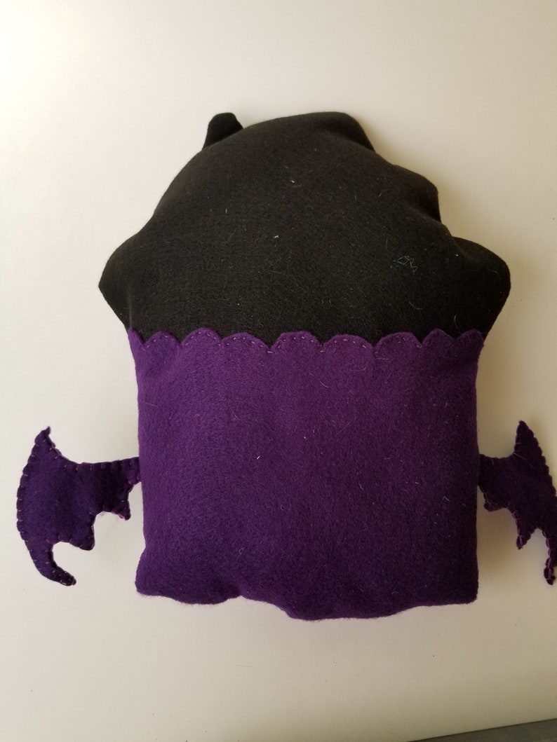 plushie bat toy cupcake Pillow goth toy hand sewn toy bat pillow handmade toy decrotive pillow plushie cupcake plush embroidery