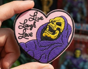Live Laugh Love Funny Embroidered Iron On Patch, Cozy Masked Character Gift