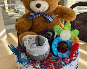 Teddy Bear Diaper Cake