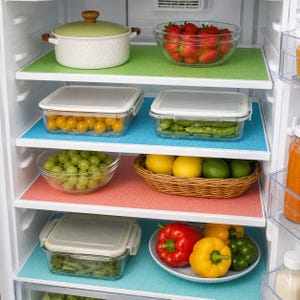 Refrigerator Shelf Liners Set | Non Adhesive Fridge Mats | BPA Free Washable Cabinet & Drawer Liner | Waterproof Kitchen Organizer