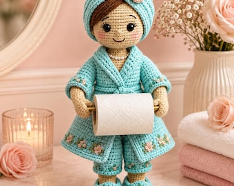 Crochet Toilet Roll Holder Pattern, Spa Doll Amigurumi Decor (PDF Download)
