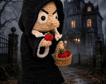 Hooded Apple Seller Amigurumi Crochet Pattern | Midnight Orchard Doll (PDF)