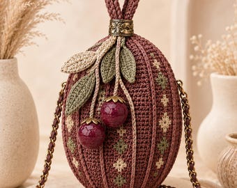 Crochet Lantern Bag Pattern, Floral Drawstring Purse PDF, Boho Crossbody Bag Tutorial