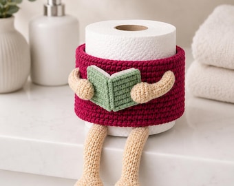 Crochet Toilet Paper Holder Pattern, Freestanding Reader Doll Bathroom Decor PDF