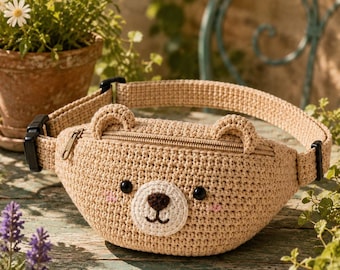 Teddy Bear Belt Bag Crochet Pattern, Zippered Fanny Pack PDF, Adjustable Waist Bag Tutorial