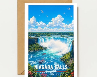 Niagara Falls Greeting Card | Canada Vintage Map | Niagara Falls Travel Map | Landscape Map | Vacation & Gift