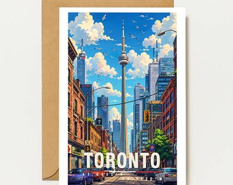 Toronto Greeting Card | Canada Vintage Map | Toronto Travel Map | City Map | Canada Holiday & Gift
