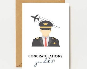 Piloten Karte | Glückwunsch zur Pilotenausbildung | Personalisiertes Geschenk für Piloten | Aviation Graduation Karte | You did it Karte