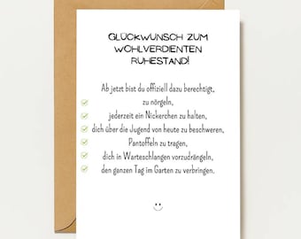 Retirement farewell card | Congratulations on your well-deserved retirement | Funny card for colleagues | Humorous card for retirement