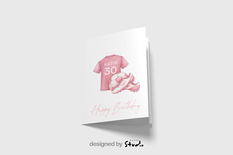 Personalized Football Birthday Card | Watercolor Jersey Card for Girls