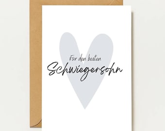 Greeting card for son-in-law | For the best son-in-law | Minimalist heart card | Loving card for family & special occasions