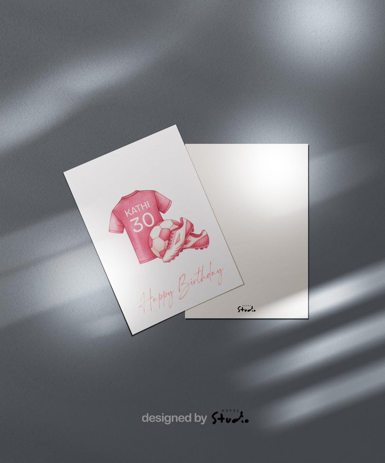 Personalized Football Birthday Card | Watercolor Jersey Card for Girls