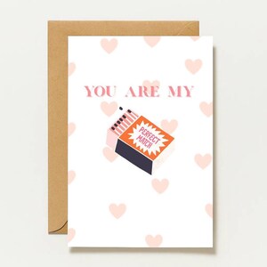 Tarjeta "Eres mi pareja perfecta" | Linda tarjeta de amor en forma de caja de cerillas | Tarjeta romántica tamaño A6, la idea de regalo perfecta y dulce para parejas