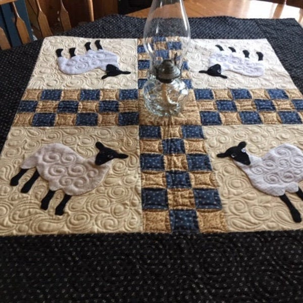 Checker Board Sheep  Digital Pattern Table Topper or Wall Hanging  41 x 41