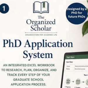 System für Promotionsbewerbungen | Planer und Tracking für Bewerbungen an Graduiertenschulen | Excel-Vorlage | Digitaler Download