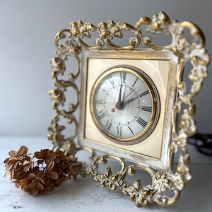 Vintage Brass Metal Electric Clock