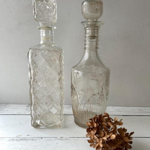 Vintage Glass Whiskey Decanter Bottles