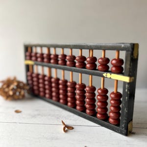 Vintage Red Beads Wood Abacus