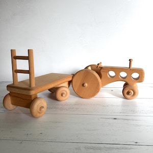 Vintage Wood Tractor & Trailer