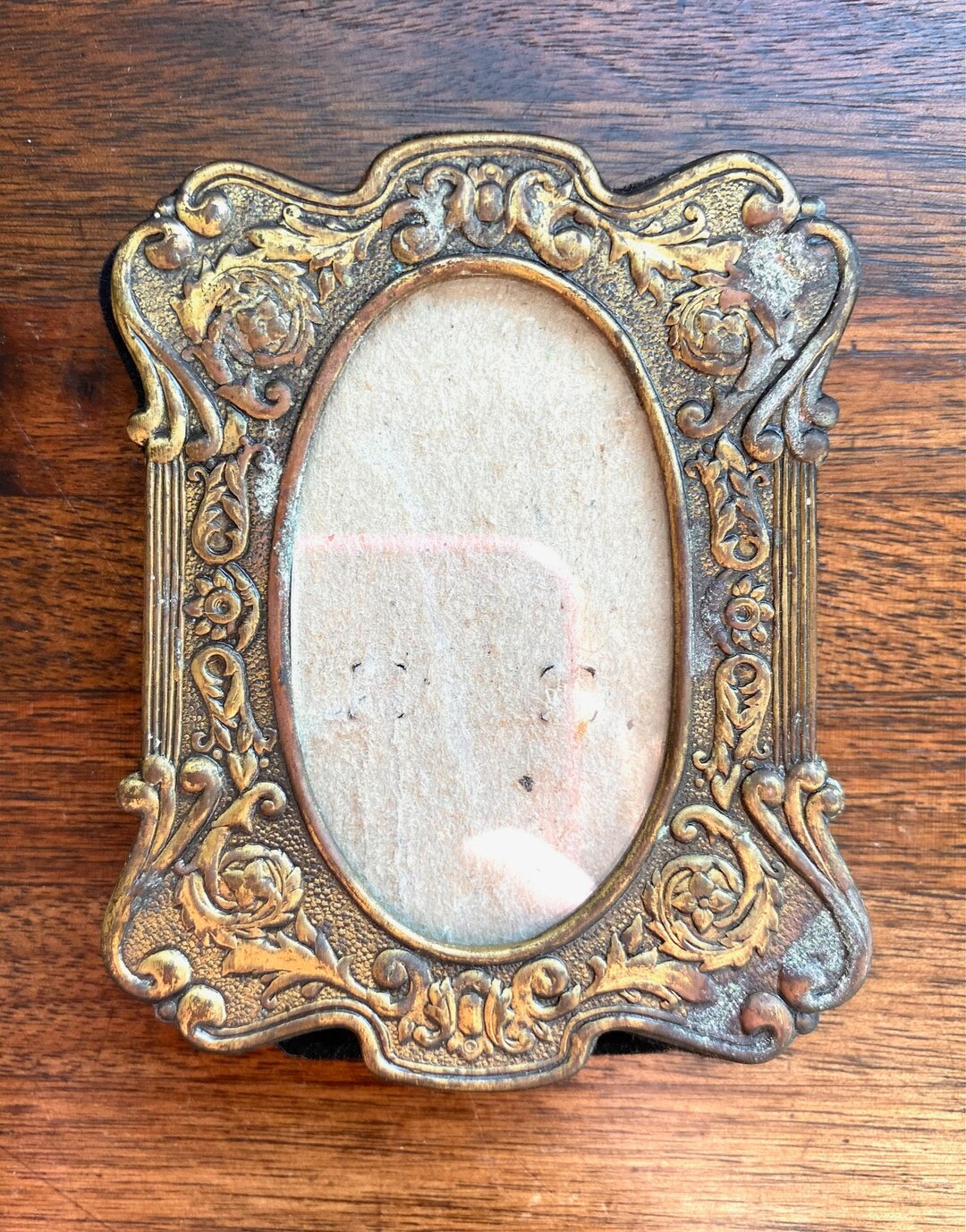Vintage Thin Brass Oval Picture Frame Etsy