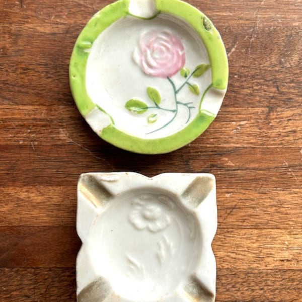 Vintage Small Porcelain Ash Trinket Trays Occupied Japan