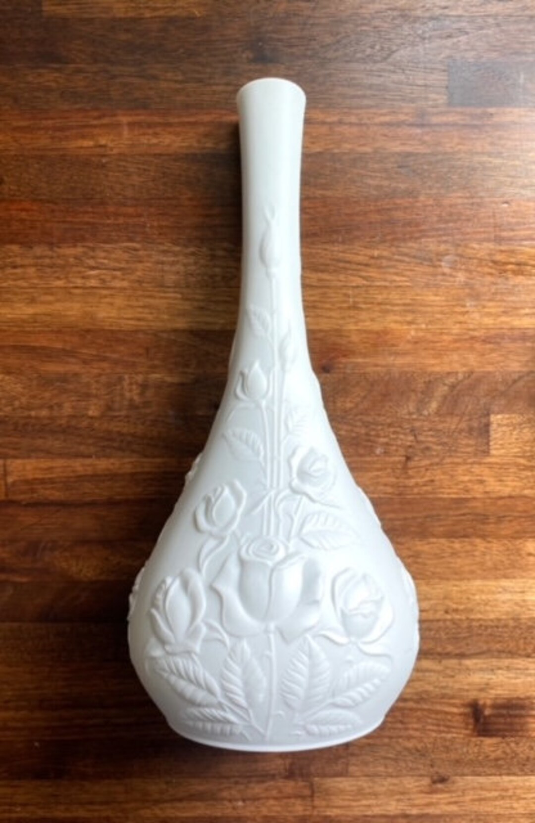 Vintage Kaiser Pottery Matte White Porcelain Roses Vase Etsy