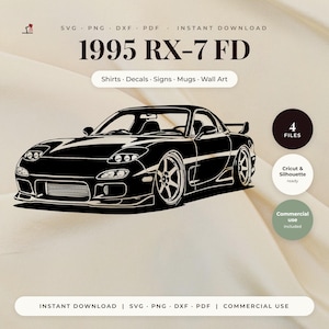 1995 Mazda RX-7 FD JDM Vector Art (svg, png, dxf, pdf)