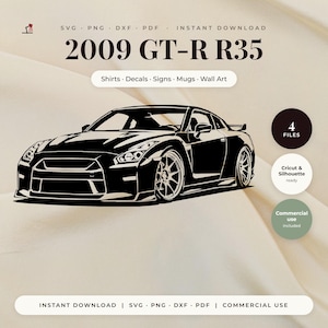Vectorafbeeldingen van de Nissan GT-R R35 uit 2009 (svg, png, dxf, pdf)
