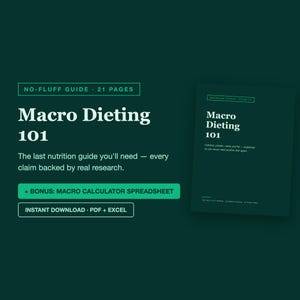 マクロダイエット入門Eブック、初心者向けマクロカウントガイドPDF + ボーナスマクロ計算スプレッドシート、カロリー不足、フレキシブルダイエット