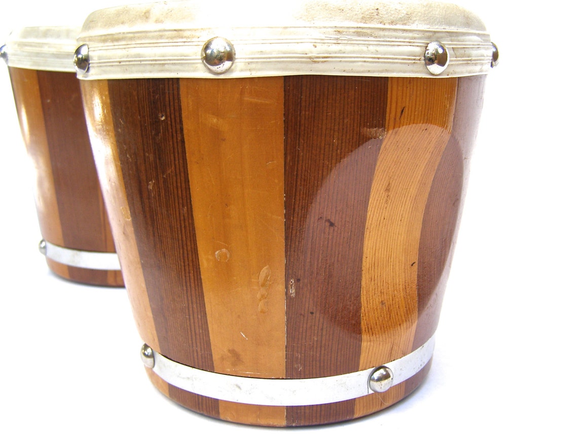 Vintage 1950s Bongos Wooden Bongo Drums Mexican Bongos Etsy