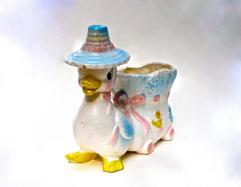 Baby/'s Room Made in Japan Ceramic Planter Hand Painted Vintage NapCo Ceramics Baby Shower Duck Collectors Gift FunkAndMoreVintage