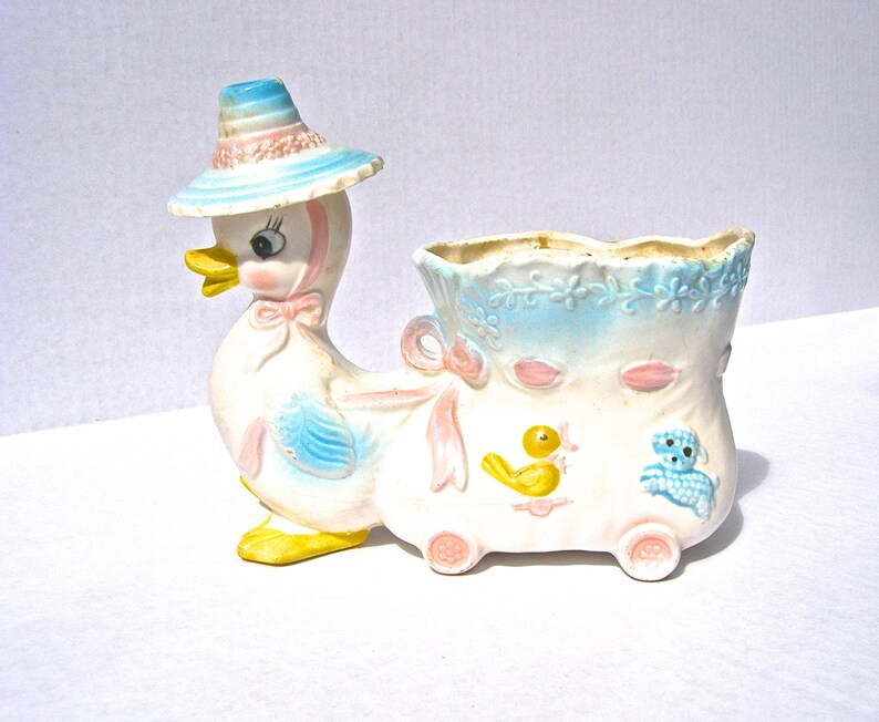 Baby/'s Room Made in Japan Ceramic Planter Hand Painted Vintage NapCo Ceramics Baby Shower Duck Collectors Gift FunkAndMoreVintage