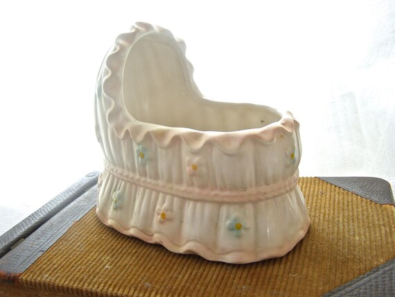 Vintage Ceramic Bassinet Babies Room Lego Baby Planter Baby Gift For Newborn Baby Keepsake Planters Container Funk And More Vintage