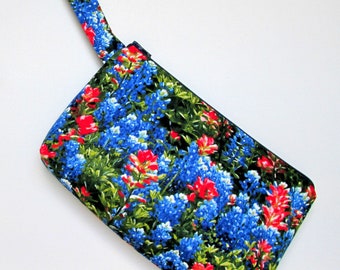 Texas Wildflowers - Bluebonnets - Wristlet - Diaper Clutch