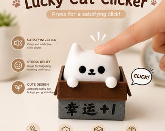3Dプリントの招き猫クリッカーキーホルダー