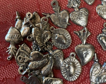 Milagros 50 Assorted Black-Tone Milagros HEARTS Miracle Charms (Expect Duplicates) SHIPPING INCLUDED