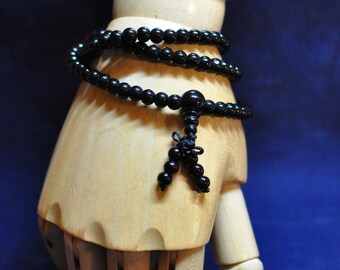Black Jade Prayer Beads For Practice or Fashion 108 6mm Bracelet