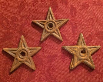 Three 2.75 Inch RUSTY Cast Iron Stars  SHIPPING INCLUDED