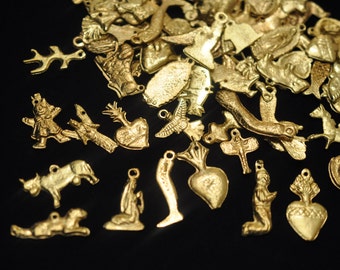100 Assorted Gold-Tone Milagros SHIPPIG INCLUDED Miracle Charms