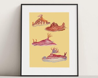 Sea Slug Ocean Wall Decor | Digital Print From Original Design