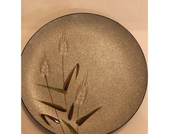Piatto Ucagco in gres con decorazione a riso selvatico, prodotto in Giappone, 30 cm, vintage.