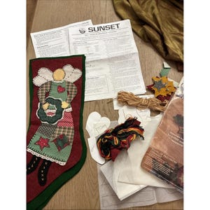 Dimensions Sunset Angel Patchwork Christmas Stocking Felt Applique Kit Unfinishe