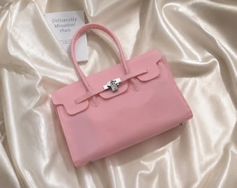 Borsa Jelly Firkin alla moda – Borsa a mano trasparente in PVC di grande capacità