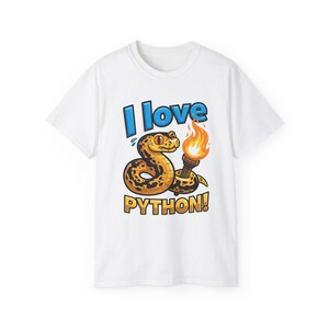 I Love Python T-Shirt | Programming coder tee | Funny Programmer Shirt | Coding Gift for Developers