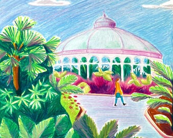 Original pastel – Allan Gardens, Toronto – framed artwork