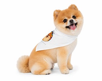 Pomtenstein Portrait Haustier-Bandana | Pop Art Pomeranian Bandana