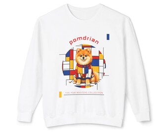 Sweatshirt mit Pomeranian-Illustration | Pomeranian-Kunst im Mondrian-Stil