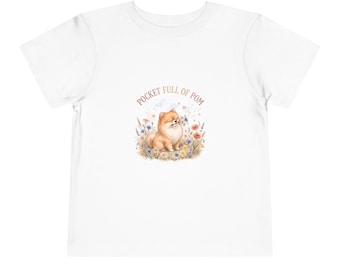 Pocket Full of Poms Toddler Tee | Pomeranian Puppy Floral Design